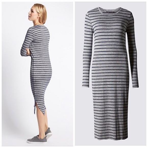 Marks & Spencer Dresses & Skirts - M&S Collection Striped Long Sleeve Midi Dress UK 6